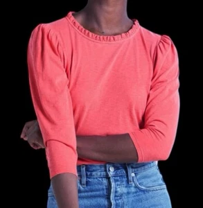 Top Sundry Evereve Cuello Volantes Talla 2 M Mangas Hinchadas 3/4 Coral Pima Algodón EE. UU. - Imagen 1 de 9