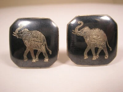 Hermosos gemelos vintage de plata esterlina elefante animal de zoológico Foto 1 de 4