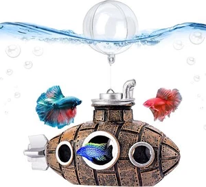 Floating Fish Tank Decoration, Little Cute Retro Submarine Aquarium Decoration w - Picture 1 of 2