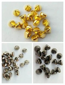200pz borchie sfuse 8mm con buco da cucire per scarpe borse jeans bigiotteria - Picture 1 of 4