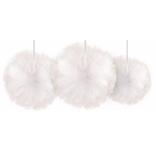 DECORACIONES DE POM ESPONJOSO DE TUL BLANCO ~ Suministros para fiesta de cumpleaños para baby nupcial shower Foto 1 de 1