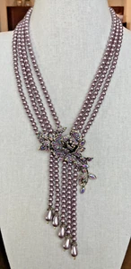 HEIDI DAUS "Garden Rose" Multi-Strand Crystal Floral Tassel Bead Necklace - NWT - Picture 1 of 16
