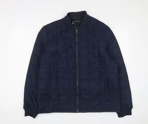 French Connection Mens Blue Quilted Jacket Size L Zip - Picture 1 of 10