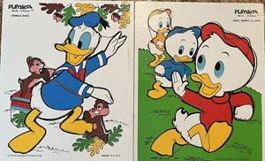 Vintage Playskool Wood Puzzle Donald Duck Chip & Dale And Huey, Dewey & Louie - Picture 1 of 7