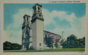 St Cecilias Cathedral Omaha, Nebraska Postcard-c 1954-Curteich-Linen-Unposted - Picture 1 of 6