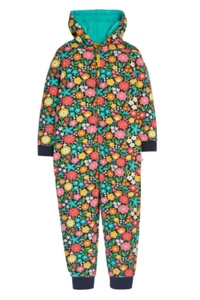 Frugi Kernow Indigo Blue Flowers Printed Snuggle Suit - Multi Floral (Imperfect) - Picture 1 of 3