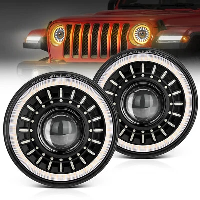 Faros LED redondos brillantes antirreflejo J1 de 7′′ con degradado de arranque Welcome Halo Foto 1 de 4