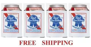 PABST BLUE RIBBON PBR 4 BEER CAN COOLERS KOOZIE COOLIE HUGGIE COOZIE NEW - Picture 1 of 1