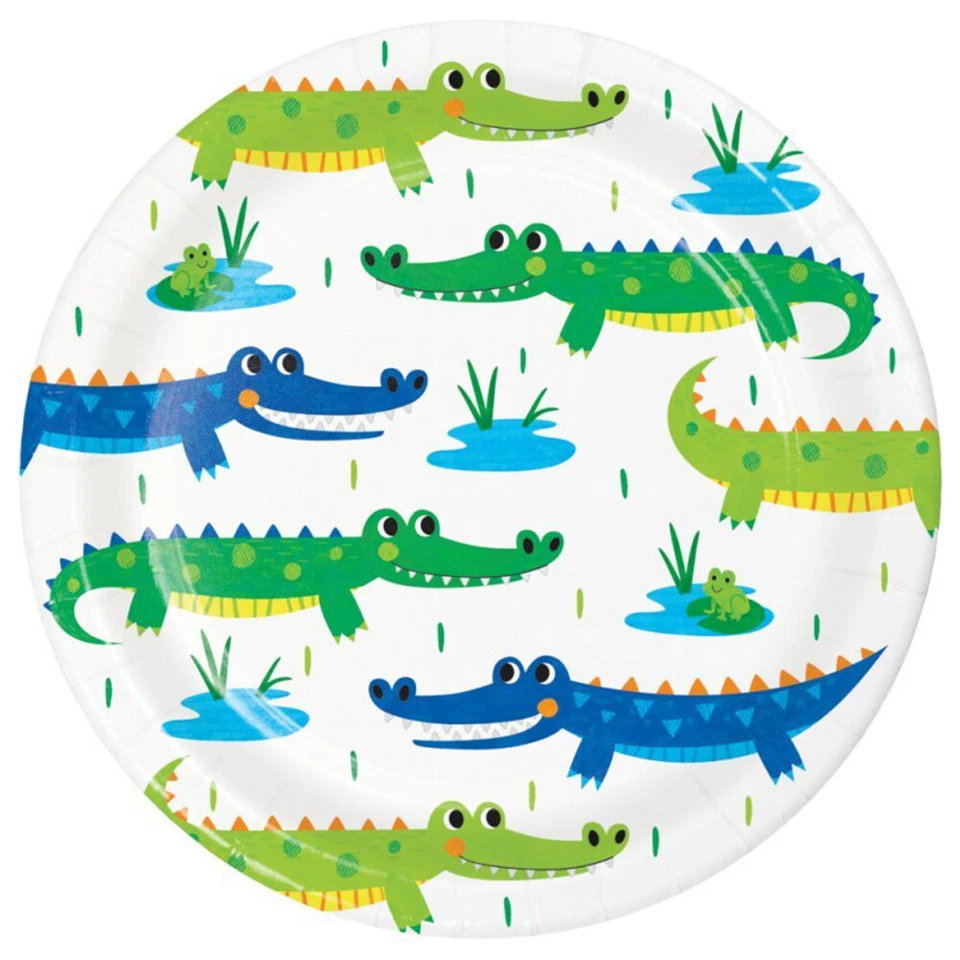 Alligator Party Supplies Paper Lunch Plates 8 Pack Birthday Boy Tableware  - Image 1 of 1