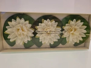 Pier 1 Floating Off White Lotus Flowers Set Of 3, New - Picture 1 of 10