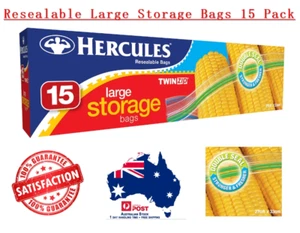 New Hercules Resealable Large Storage Bags 15 Pack 27x33cm + Free Shipping - Picture 1 of 1