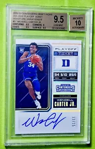 2018 Contenders Draft WENDELL CARTER JR. Playoff Ticket Auto /15 BGS 9.5 Auto 10 - Picture 1 of 2