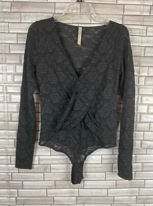 Intimately Free People Black Lace Semi-Sheer Thong Bodysuit Size Medium - Picture 1 of 6