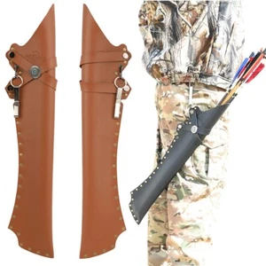 Archery Arrow Leather Quiver Bag Holder Hip Waist Recurve Bow Longbow Hunt Shoot - Picture 1 of 24