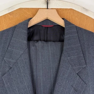 VINTAGE Hart Schaffner Marx Suit Mens 46L Gray Pinstripe Flannel 2 Button 34x34 - Picture 1 of 23