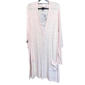 NWT TORRID Pink Blush Slub Knit Boyfriend Cardigan Duster Sweater Womens Size 6 - Picture 1 of 10
