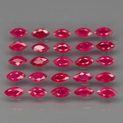 Marquise 4x2mm.Natural Top Red Pink Normal Heated Ruby Myanmar 25Pcs/2.32Ct. - Image 1 of 4