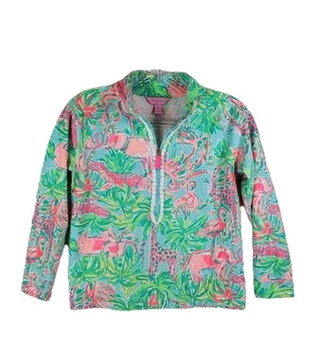 Lilly Pulitzer Patrón Florida Brillante Costa Popover Niñas Talla M 6-7 Animales Foto 1 de 4