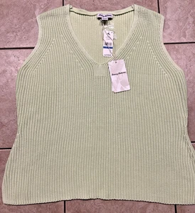 TOMMY BAHAMA Belle Haven Tank Sweater Womens XL Lime Pop Green Chunky Beach NEW - Picture 1 of 7