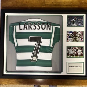 Henrik Larsson Signed Celtic Shirt Professionally Framed Inc COA - Picture 1 of 8