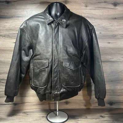 Vintage Global Identity Leather Bomber Flight Jacket G-III Sz XL dark Brown - Image 1 of 4