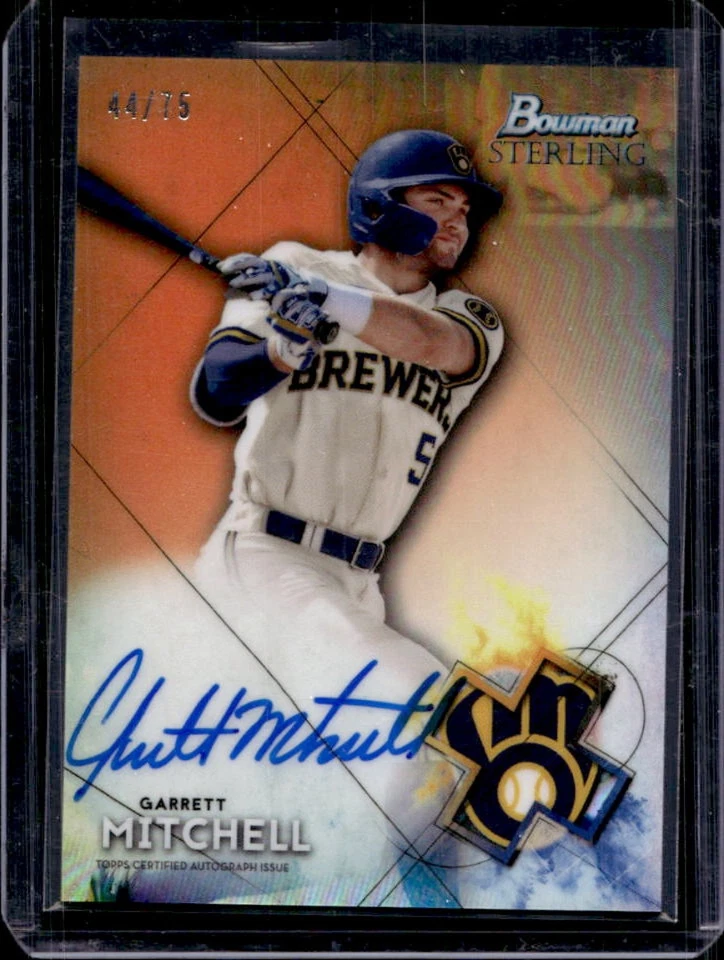 2021 Bowman Sterling Garrett Mitchell Prospect Auto Orange Refractor #44/75 - Image 1 of 2