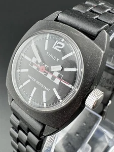 Working Vintage Timex Rally Racing 70s Mechanical Watch Checkered Flag Dial N3 - Bild 1 von 10