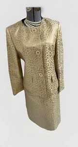 NEW Kasper Skirt Suit Size Petite 16P Two Piece Set Gold Shine Pockets $250 - Picture 1 of 24