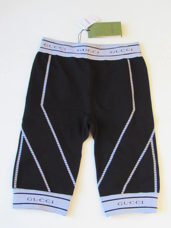 Gucci Men's Jacquard Tubular Jersey Shorts Black & White Size M NWT $750 - Image 1 of 4