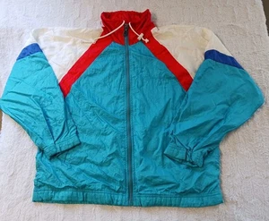 Vintage Sergio Tacchini Women's 8 Turquoise Red White Windbreaker Track Jacket - Picture 1 of 9
