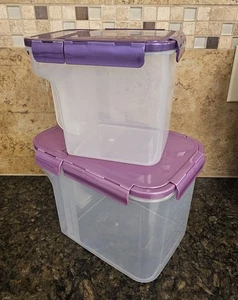 Lock & Lock Purple Snap Lids Coffee Dry Storage Containers Set Of 2 - Picture 1 of 4