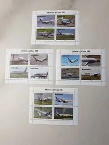 Four Australia Mini Sheets Cinderella & Local Stamps Qantas Airbus 380 2005 MNH - Picture 1 of 13
