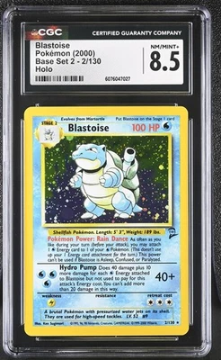 CGC 8.5 Blastoise 2000 Base Set 2 2/130 Holo Pokemon Card - Image 1 of 2