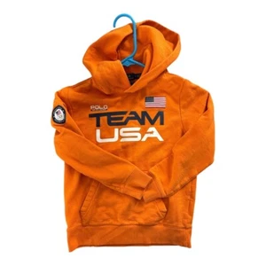 Polo Ralph Lauren Team USA Kids Hoodie Size 7 Orange Olympic Official Outfitter - Picture 1 of 7