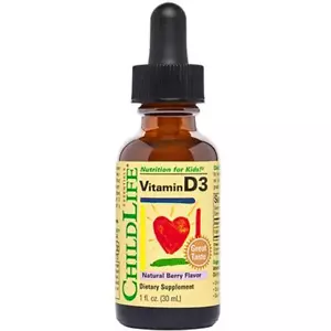 ChildLife Liquid Vitamin D3 1 fl oz (30ml) Berry Flavour, Immune System Support - Picture 1 of 2