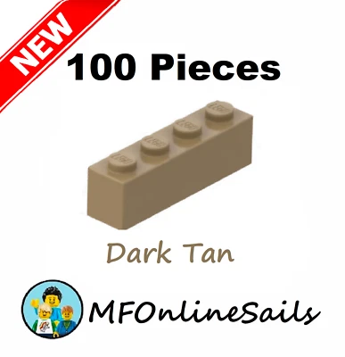 **NEW** 100x Genuine LEGO 1x4 Bricks - Dark Tan - Piece # 3010 Bulk - Image 1 of 4