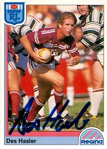 Signed 1992 MANLY SEA EAGLES NRL Card DES HASLER - Picture 1 of 2