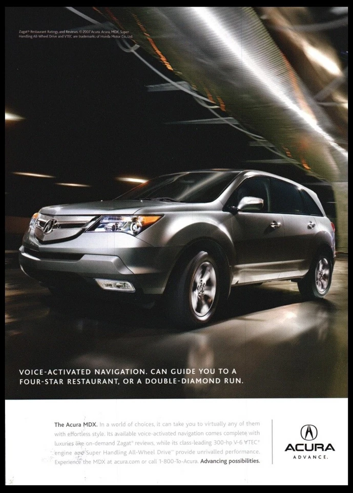 Acura MDX 2007 SUV plateado original impresión anuncio cueva garaje decoración Foto 1 de 1
