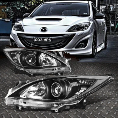 New Headlight HeadLamp For 2010-13 Mazda 3 Black Housing Clear Corner Projector - Imagem 1 de 4