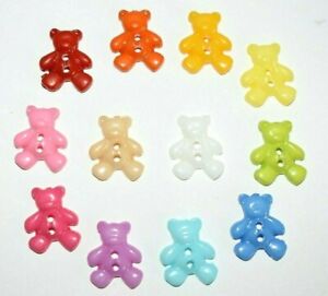 Teddy Bear Buttons for Craft Embellishments, Knitting, Sewing, Baby - ANY COLOUR