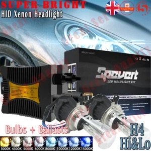 HID Bi-Xenon Conversion Car Headlight Full Kit Bulbs+Ballasts 55W H4 6000K White - Picture 1 of 11