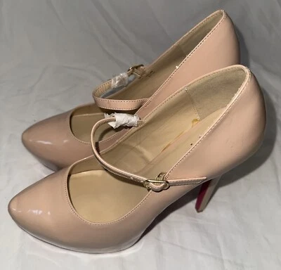 Zapatos de plataforma de tacón alto nude para mujer talla 9,5 boda graduación imitación charol Foto 1 de 4