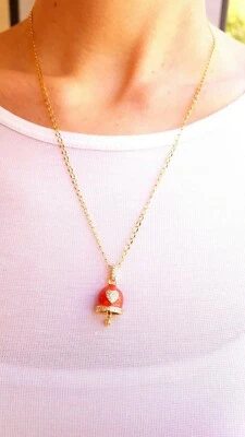 Collana Donna Ghita Jewels con Charm Campanellina Rossa e Strass - Immagine 1 di 4