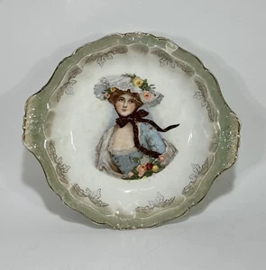 Antique 1900s OCCO Limoges Porcelain Woman Portrait Painted Serving Bowl - Picture 1 of 10