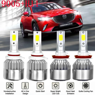 Faro LED 9005 H11 bombillas altas + bajas para Mazda CX-3 2016-2019 6000K 4 PIEZAS Foto 1 de 4