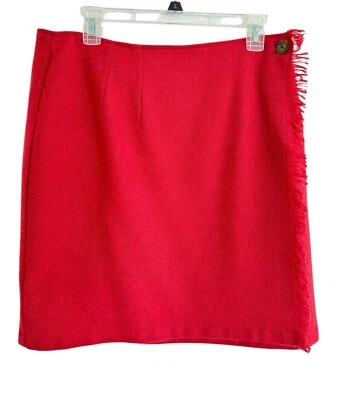 VTG Woolrich Wrap Skirt Womens Sz 16 Red Wool Fringe Classic Holiday Christmas - Image 1 of 4