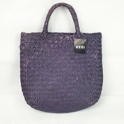 Uzzi Design Rattan Straw Handbag Clutch Purple Natural Bohemian - image 1 of 4