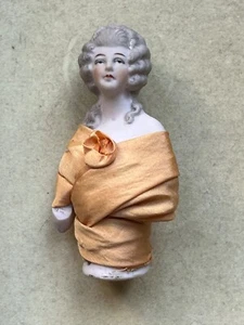 Gorgeous FRENCH HALF PORCELAIN DOLL - 3 1/2" by 3" - Picture 1 of 6