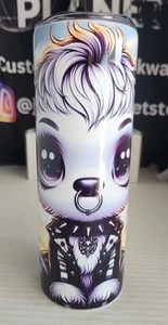 (New) 20 oz Skinny Tumbler W/Lid & Straw Gothic Cutie Hot And Cold Beverages - Picture 1 of 6