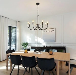 Modern Dining Room Hanging Pendant Light,Industrial Candle Chandelier - Picture 1 of 8